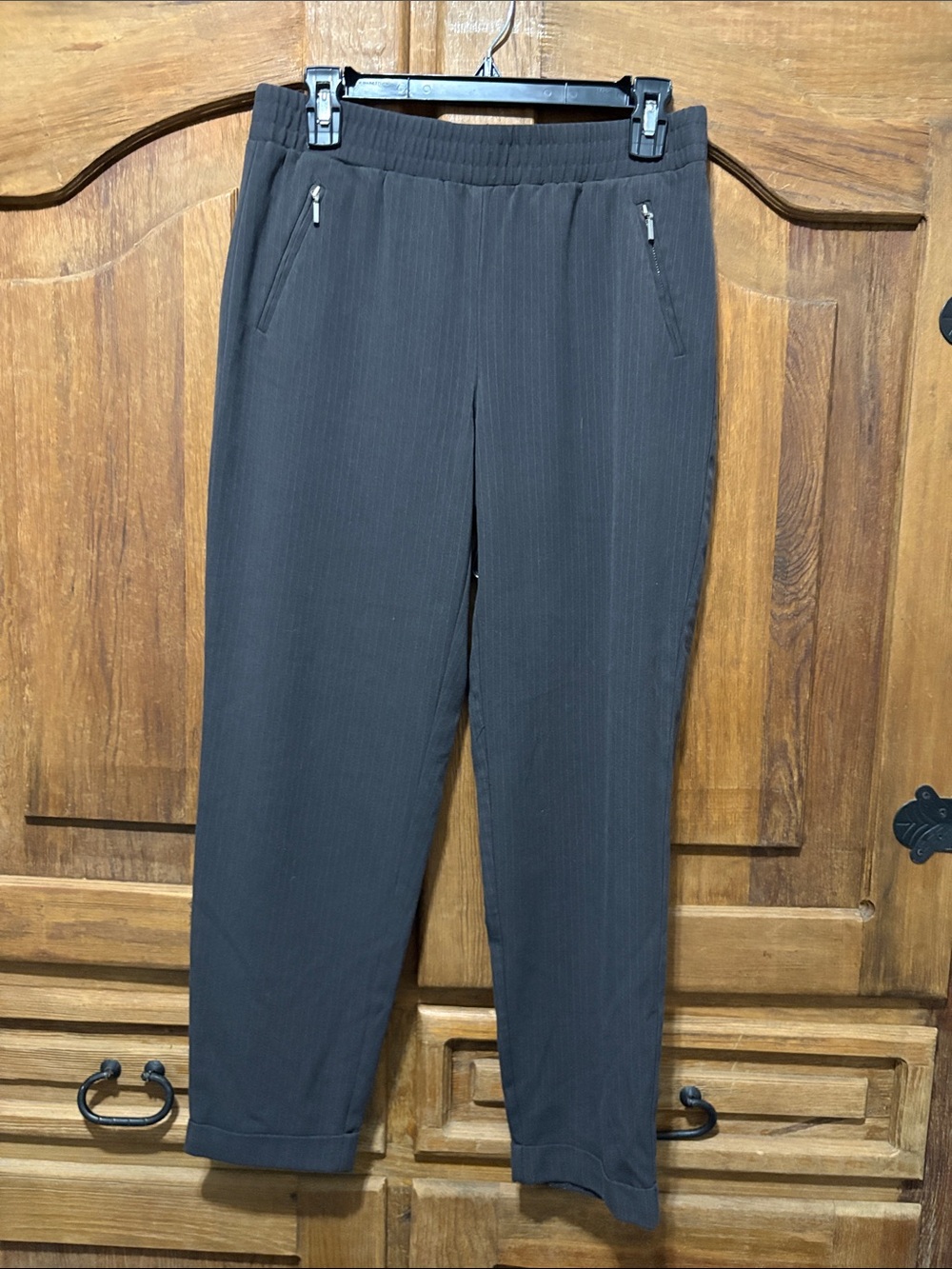Chico's Black Pinstripe Pull-On Women's Trousers